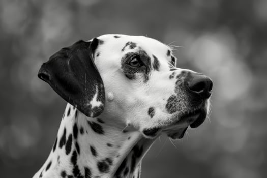 Curious Dalmatian with distinctive spots and alert expression, ideal for classic and timeless designs photo