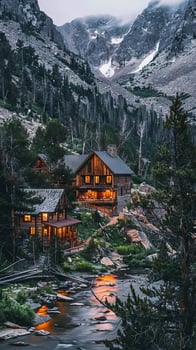 Rustic cabins nestled in the wilderness photo