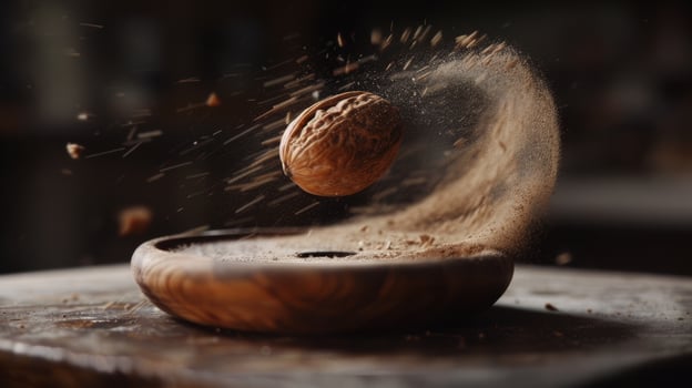 Simple and elegant spin of a piece of nutmeg photo