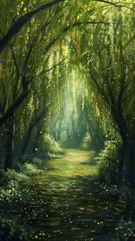 Vibrant willow forests alive with the hum of bees photo