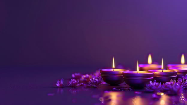 candle and lotus of diwali photo