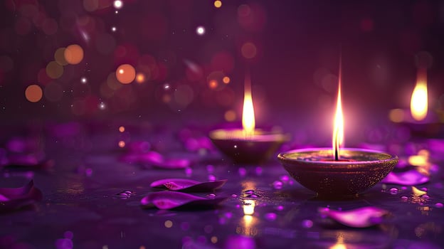 candle and lotus of diwali photo