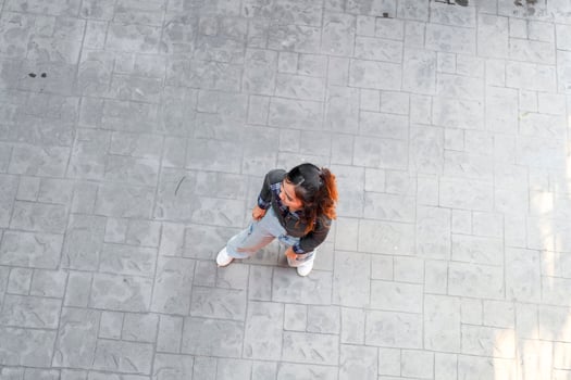 Asian women do freestyle hip hop and breakdancing in a public space in the middle of the city. With a cheerful and happy attitude photo