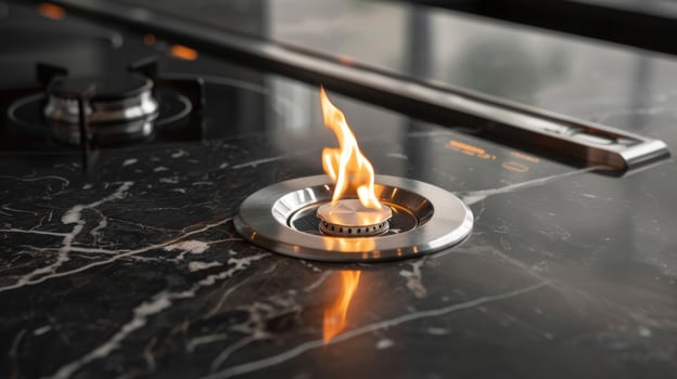 The builtin ignition system eliminating the need for matches or lighters to start the flame photo
