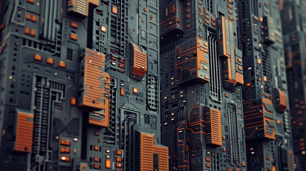 A series of modern highrises each with unique designs and patterns adorning their facades photo