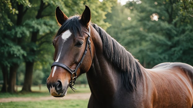 horse, close up animal portrait in beautiful nature photo