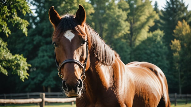 horse, close up animal portrait in beautiful nature photo