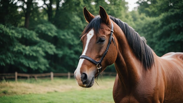 horse, close up animal portrait in beautiful nature photo
