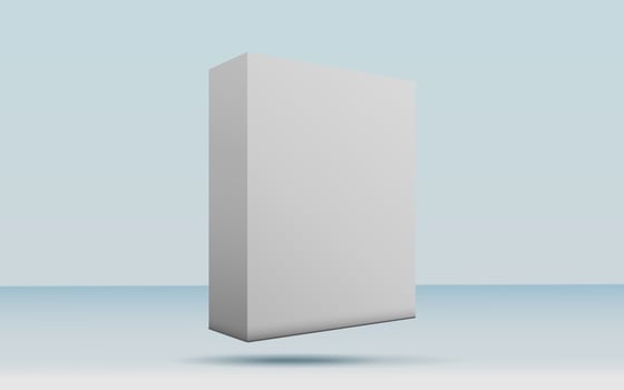3d rendering realistic white box packaging mockup in studio background. Product mock up modern concept photo
