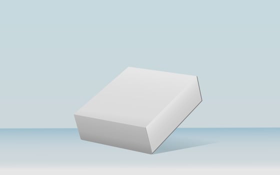 3d rendering realistic white box packaging mockup in studio background. Product mock up modern concept photo