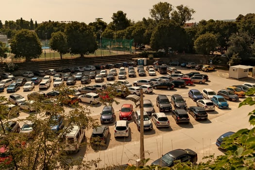 Lots of cars parking in the city photo