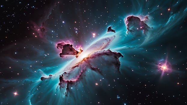 colorful and glowing nebula clouds, beautiful space landscape photo