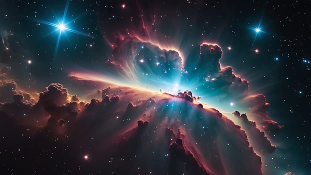 colorful and glowing nebula clouds, beautiful space landscape photo