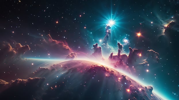 colorful and glowing nebula clouds, beautiful space landscape photo