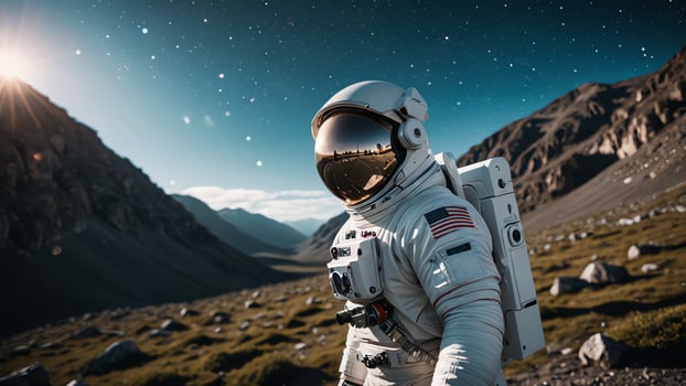 landscape of astronauts on the moon photo