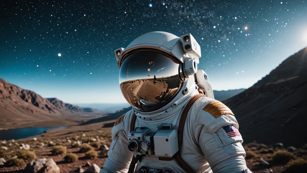 landscape of astronauts on the moon photo