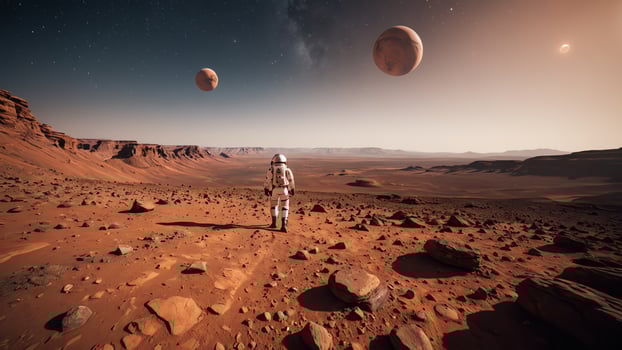 astronaut landscape on planet mars photo