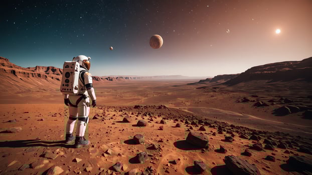 astronaut landscape on planet mars photo