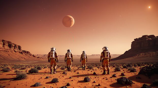 astronaut landscape on planet mars photo