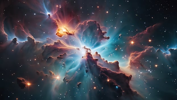 colorful and glowing nebula clouds, beautiful space landscape photo