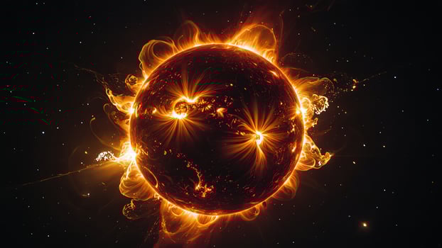 solar storm with dark sky photo