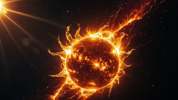 solar storm with dark sky photo