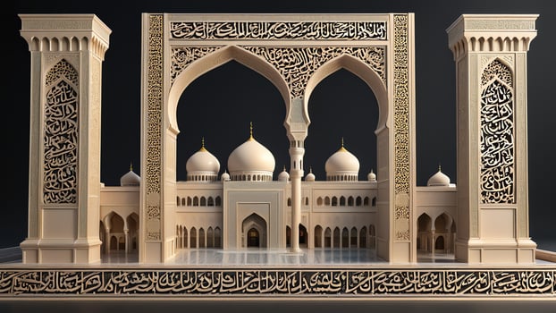 arabic style Islamic frame ornaments with intricate designs photo