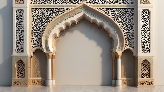 arabic style Islamic frame ornaments with intricate designs photo