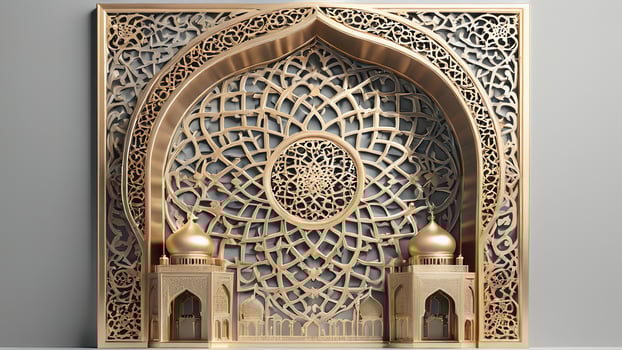 arabic style Islamic frame ornaments with intricate designs photo