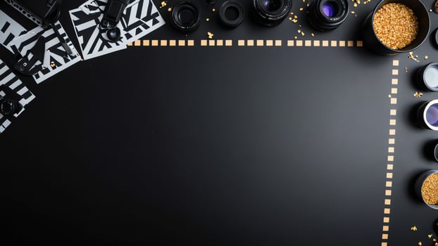 items on black table, background design of random objects on table photo