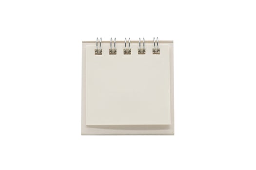 Blank Paper mini desk calendar isolated on white background. copy space. blank for text. photo