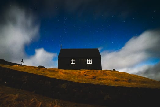 Iceland - march 13, 2023 - Krysuvikurkirkja, a historic church, in Reykjanesfolkvangur National Park on the Reykjanes Peninsula photo