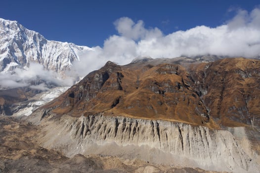 Beautiful view from Annapurna Base Camp, Trekking from approach Annapurna Sanctuary, Himalayas, Nepal photo