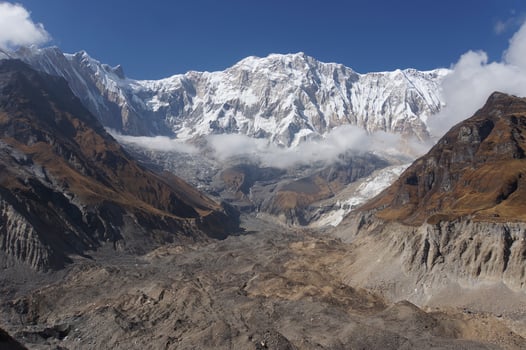 Beautiful view from Annapurna Base Camp, Trekking from approach Annapurna Sanctuary, Himalayas, Nepal photo