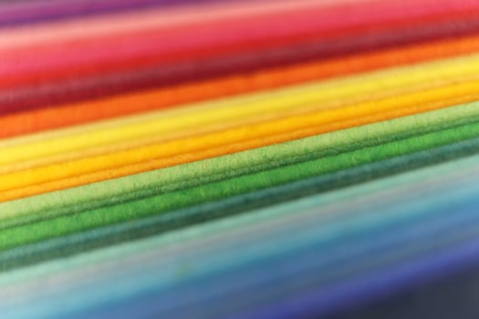 Colored Paper Sheets Pile. Chancery Background. photo