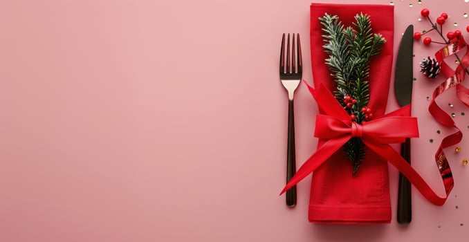 Red Plate With Knife and Fork photo