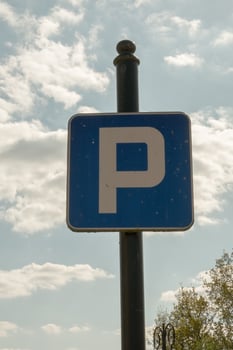 Parking lot with number of authorized parking sign . parking road sign photo