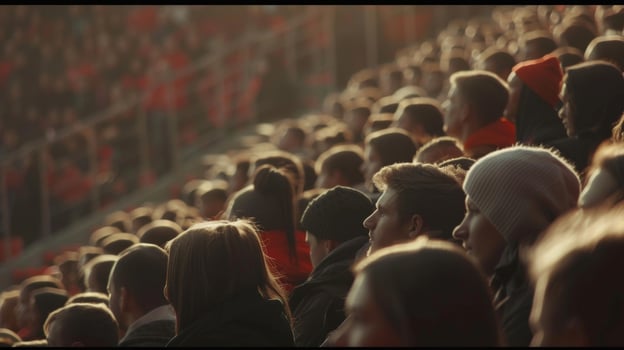 A stadium full of fans heads bowed in quiet reverence paying homage to the heroes photo