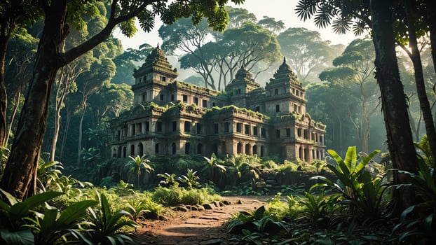 ancient ruins in the forest photo