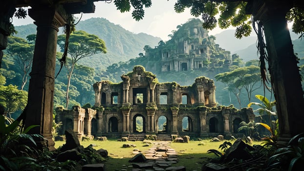 ancient ruins in the forest photo