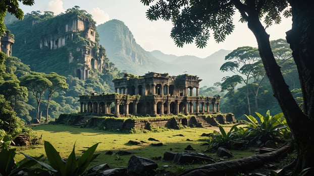 ancient ruins in the forest photo