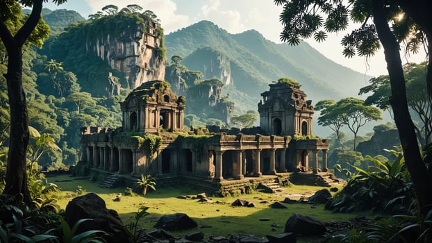 ancient ruins in the forest photo