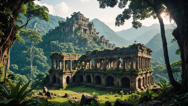 ancient ruins in the forest photo