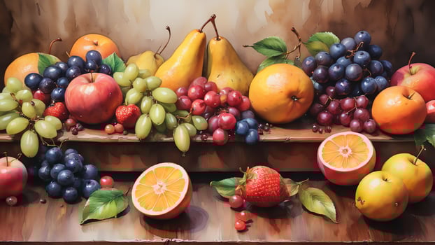 a painting of fruit on a table photo