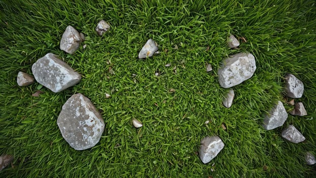 rocks and stones in the grass photo