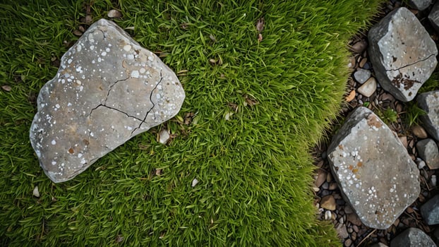 rocks and stones in the grass photo