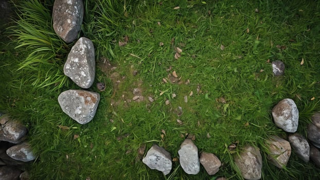 rocks and stones in the grass photo