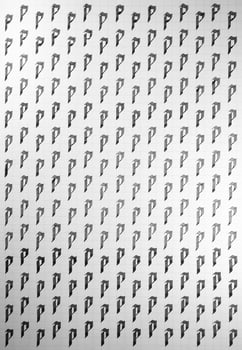 Calligraphy black and white letters P background. Lettering practice writing worksheet. Handwriting symbol filling pattern. Calligraphic letter p learning skills paper page. photo