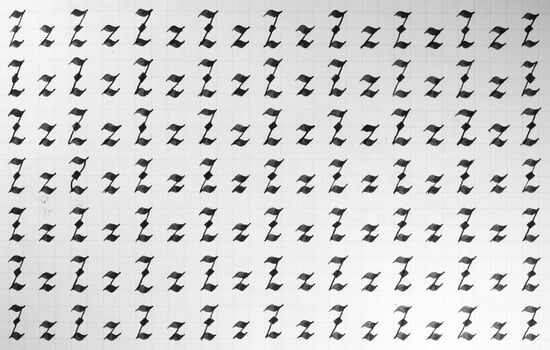 Calligraphy black and white letters Z background. Lettering practice writing worksheet. Handwriting symbol filling pattern. Calligraphic letter z learning skills paper page. photo