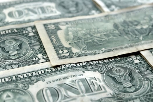 USA wealth financial backdrop. Earning pattern. United States of America money banknotes texture. Dollar cash filling background. photo